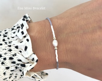 Elegante braccialetto di perline bianche e blu, braccialetto per donne, braccialetto regalo, braccialetto di perle di perline Miyuki, braccialetto di perle