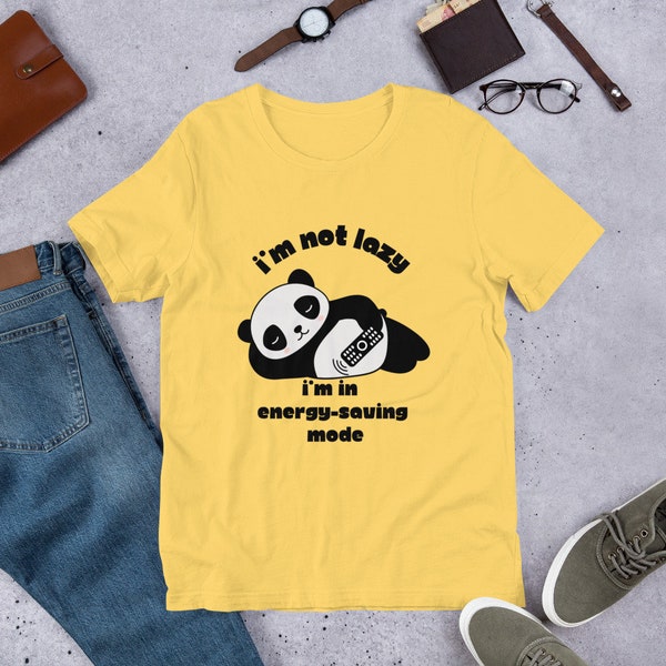 I'm not lazy, I'm in energy-saving mode ,Unisex t-shirt, funny, panda