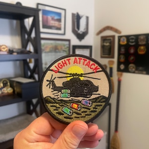 Attack Helicopter Patch | Energy Drink Morale Patch | Tactical Velcro Patch | Embroidered Patch for Gear and Backpacks
