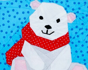 Polar Bear Foundation Paper Pieced Quilt Block Pattern PDF