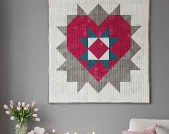 Love You Valentine's Day Mini Quilt Wallhanging Pattern PDF