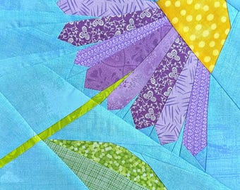 Coneflower Daisy Foundation Paper Pieced Quilt Block Pattern PDF