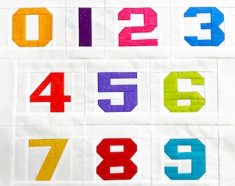 Foundation Pieced Numbers PDF Pattern with resizing information