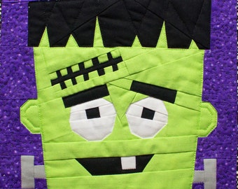 Monster Halloween Foundation Paper Pieced Quilt Block Pattern PDF