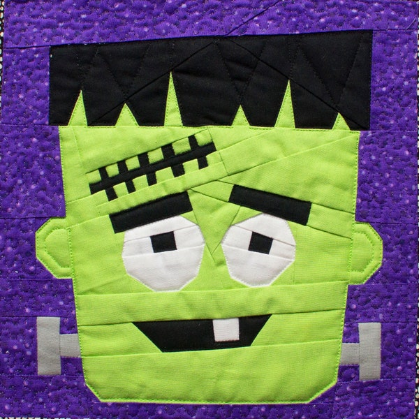 Monster Halloween Foundation Paper Pieced Quilt Block Pattern
