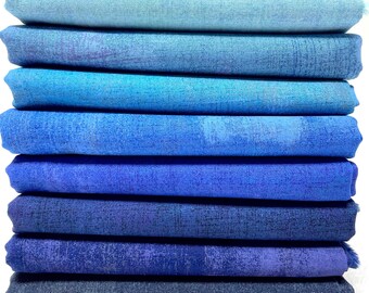 Blue Moda Grunge Fabric Bundle - 8 colors
