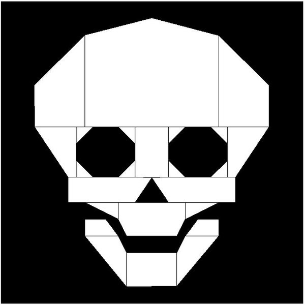 Skull Halloween Foundation Paper Pieced Quilt Block Pattern