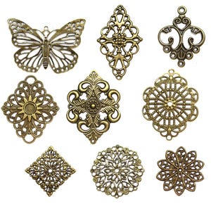 100 Stück Mix Filigrane antike Bronze Metall dekorative DIY Schmuckherstellung