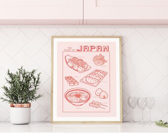 Japanese Food Print, Ramen Poster, Modern Kitchen Decor, Illustration, Chef Print, Bar Art, Exhibition Poster, Retro Wall Art, Japan, A4 A3