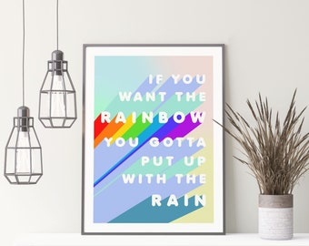 Dolly Parton Rainbow Quote Print | Living Room Wall Art | Inspirational Slogan Text Design | Gift for LGBTQIA+ Partner | A2/A3/A4/ 8x10/5x7