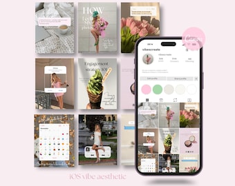 Aesthetic Instagram Post Templates | Canva iOS Style Social Feed Pack | Minimal UGC Content Kit for Creators, Influencers, Small Businesses