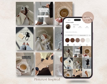 Op Pinterest geïnspireerde Instagram-sjablonen voor creators en influencers | Esthetische canvasposts | Contentbundel voor sociale media 2026