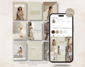 ビジネスコーチ向けInstagramテンプレート｜ソーシャルメディアマネージャー向けCanvaテンプレート｜モダンな編集可能なソーシャルメディアコンテンツキット