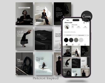 Instagram Vorlagen für Business Coaches | Black Aesthetic Modern Coaching Beiträge |  Social Media Accounts auf Leinwand