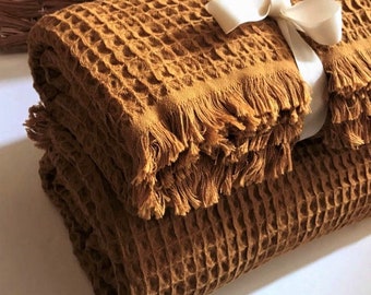 Waffle Soft Turkish Cotton -Throw Blanket  ( Best Selling, Wedding Gift, Teacher Gift, Gift for Mom )