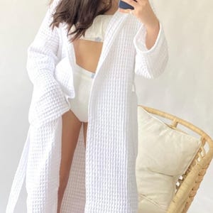 Turkish Cotton Waffle Soft Hooded Robe - Mother&#39;s Day Gift , Resort Beach Coverup, Wedding Gifts, Spa Gift, Housewarming Gifts