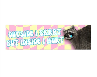 Raccoon Meme "Outside I Skrrt" Bumper Stickers