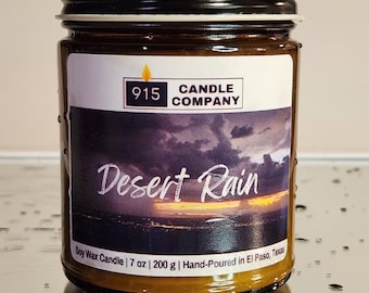 Desert Rain Scented Soy Wax Candle - Made in El Paso, Texas