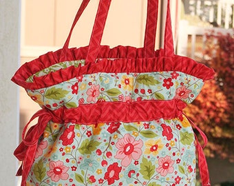 PDF Sewing Pattern --Ruffled Drawstring Tote