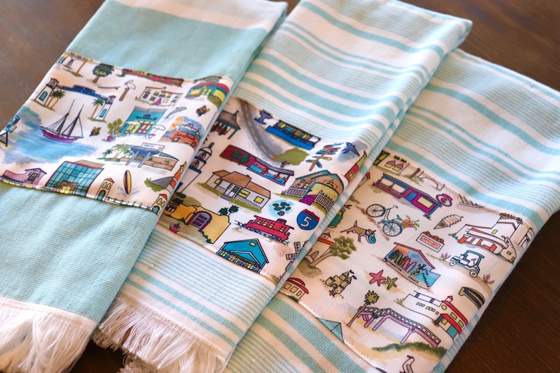 California Theme Gift San Clemente Dish Towel