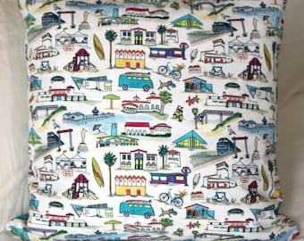 San Clemente Pillow Cover, 18" with zippered opening