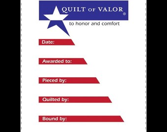 Quilts of Valor Star Beam Quilt Label -- Free Shipping