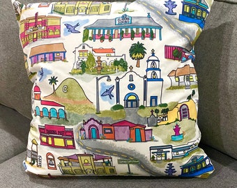 San Juan Capistrano Pillow Cover, 18" with zippered opening