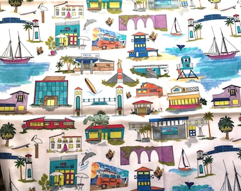 Dana Point Fabric, 56" wide print on Quilting Cotton— California