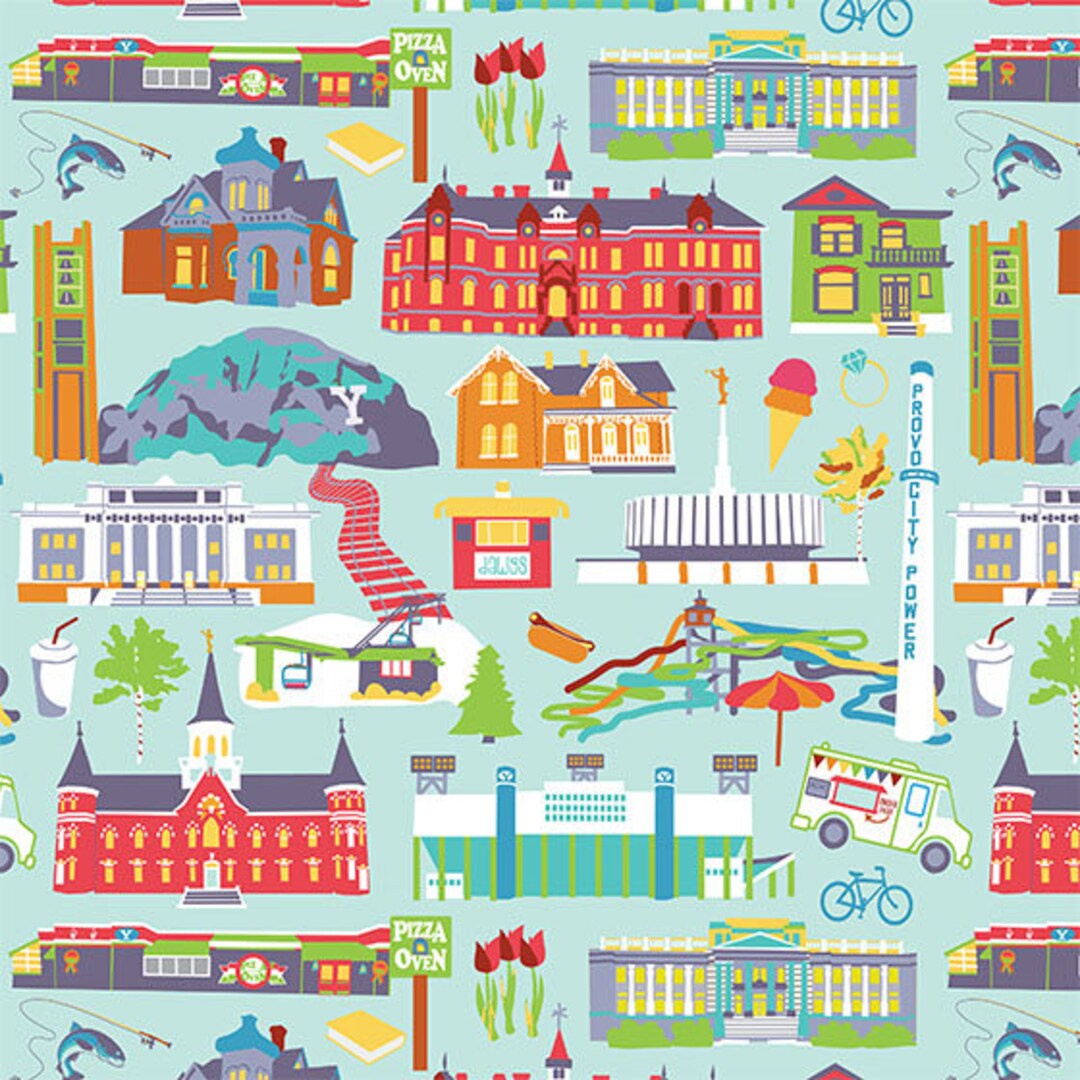 Provo Utah Fabric 56 Wide Print on Quilting Cotton Etsy