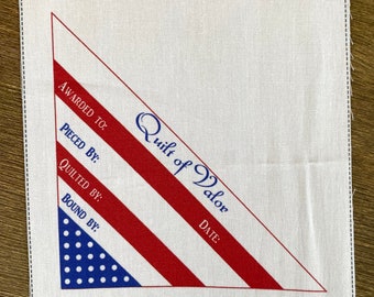 Quilts of Valor, Corner Flag Quilt Label --Free Shipping