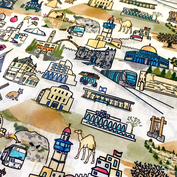 Fat 1/4 Jerusalem Fabric , Holy Land 100% cotton