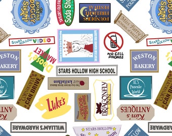 Stars Hollow Signs, fat quarter 18" x 22"