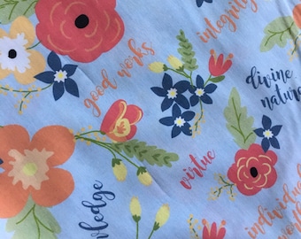 56" wide Fabric -LDS Young Women's Values Floral Fabric by April Cobb