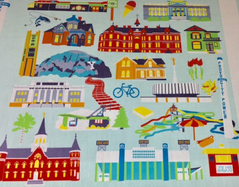 Provo Utah Fabric 56 wide print on Quilting Cotton