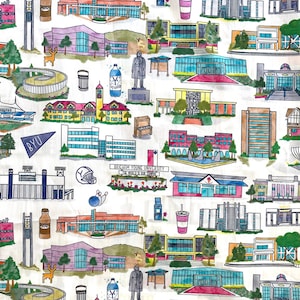 BYU Campus Fabric, 56 wide print on Quilting Cotton, image 1