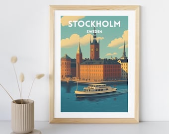 スウェーデン旅行ポスター4枚セット｜ヴィンテージスカンジナビア旅行