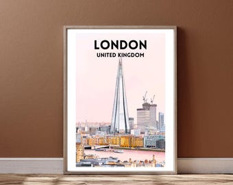 London, England Wall Art Poster - London Poster - City Wall Art - Gift for Traveller - Skyline Poster