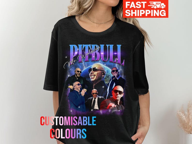 Pitbull Mr. Worldwide Vintage Fan Tee - 90s Rap Homage image 1