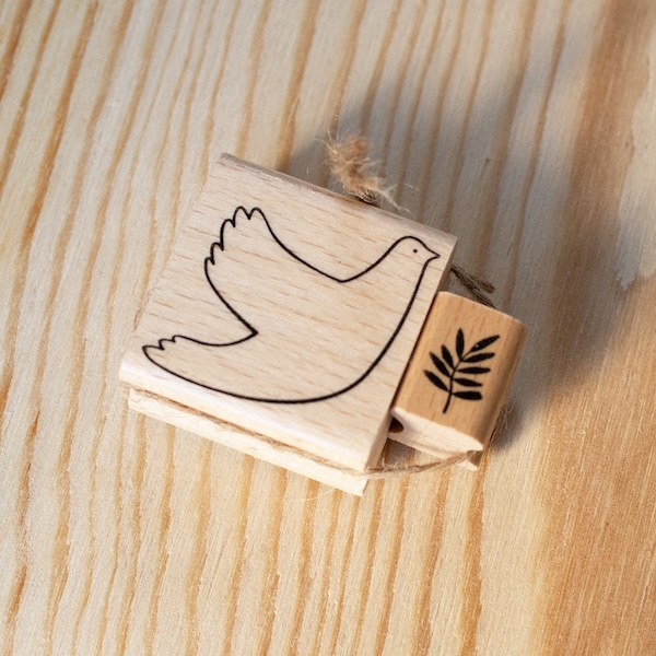 Taube mit Ölzweig Friedenstaube Holzstempel Stempel Set