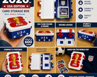 World Cup Sticker Organizer Box, Panini Collector Storage Case, Medium (600 Stickers), Removable Tray