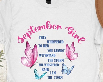 September Girl T-shirt, Butterfly Birthday Queen Gift