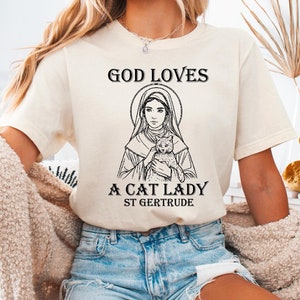 Cat Lady St. Gertrude Catholic T-Shirt, Catholic Gift