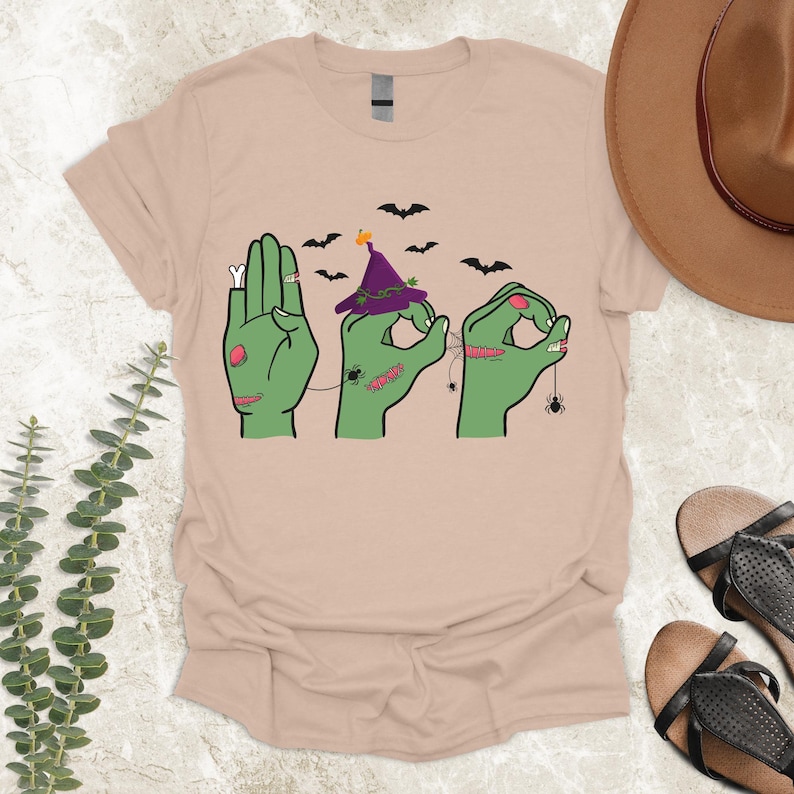 Halloween Boo ASL Tshirt, Halloween Deaf Pride Shirt, Halloween Sign