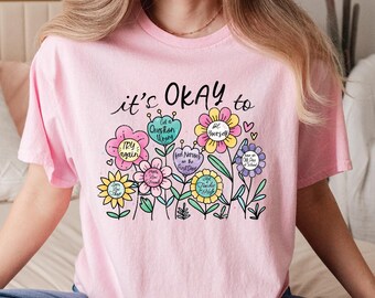 Boho It's Okay To Make Some Mistakes Shirt, Coquette Mental Health Matters Shirt, Floral Motivational Shirt, Wildflower Kindness Shirt