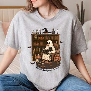 Retro Ghost Reading Books Shirt, Librarian Ghost Halloween, Halloween Teacher Tshirt, Halloween Shirt, Teacher Gift, Boo School