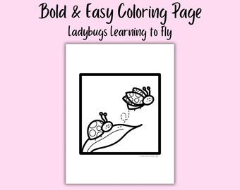 Ladybug Learning to Fly - Easy Printable PDF Coloring Page