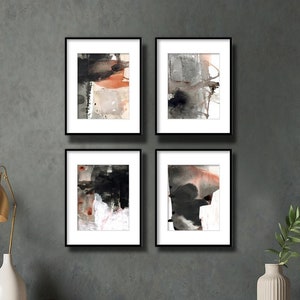 Original Abstract Gallery Wall Art, 4 paintings - Dancing With Time Collection 3