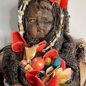 Original Mixed Media Art Doll Assemblage, Wall Sculpture Art, Upcycled, Recycled, - Anthea