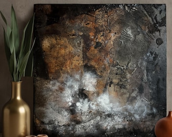 Arte mural artesanal Wabi-Sabi, pintura de técnica mixta - Transiciones hermosas 9