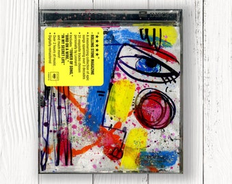 OOAK Altered Cd Case Art by Kathy Morton Stanion - Mixed Media Funky Face